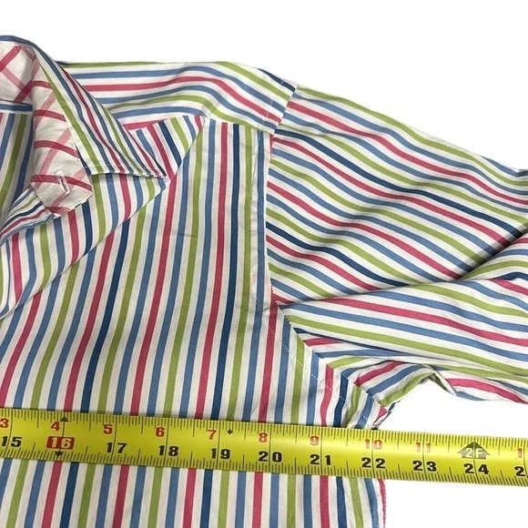- Tailorbyrd striped cotton shirt ,sz Med.Multi color,colorful,multimedia,2 tone - Picture 11 of 14